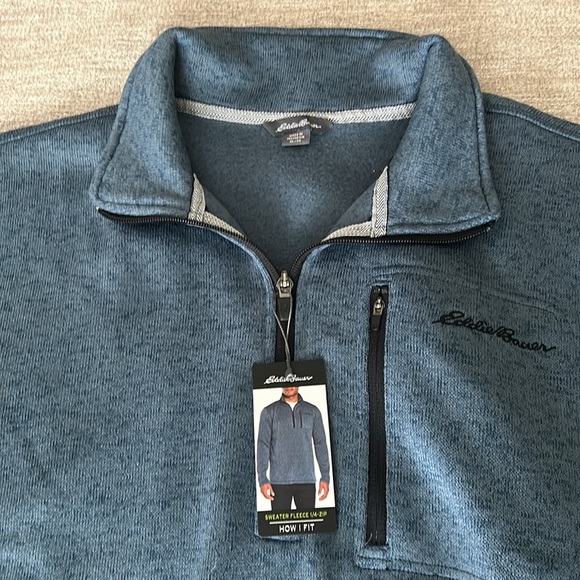 Eddie Bauer blue 1/4 Zip Sweater Fleece Size XL. NWT. - Picture 5 of 11